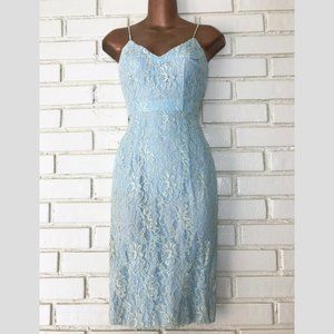 Vintage Baby Blue Lace Dress Zip Closure S